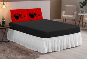 Lençol Casal Queen 03 peças ELA/ELA Vermelho Preto