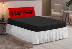 Lençol casal queen box estampado deus 03 peças vermelho preto