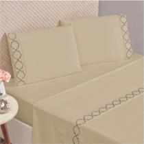 Lençol Casal Queen Micropercal Pryme 4 Peças 300 Fios Cáqui