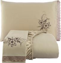 Lencol Casal Queen Size 3Pçs Bordado com Lese - Ravi Enxovais Lencol Casal Queen Size 3Pçs Bordado com Lese - Ravi Enxovais