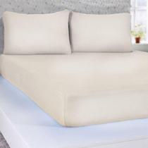 Lençol Casal Serena Malha 100% Algodão 138x188x23cm Pérola