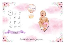 Lençol Cenário Foto Mêsversário Balão Rosa - Minha Estrelinha