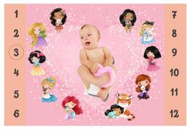 Lençol Cenário Foto Mêsversário Princesas - Minha Estrelinha