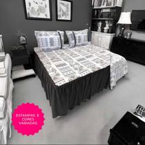 Lençol Colcha Casal Malha Com Babado 3 Pçs Estampas Sortidas Lençol Colcha Casal Malha Com Babado 3 Pçs Estampas Sortidas