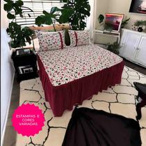 Lençol Colcha king Malha Com Babado 3 Pçs Estampas Sortidas Lençol Colcha king Malha Com Babado 3 Pçs Estampas Sortidas