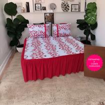 Lençol Colcha Super king Malha Babado 3 Pçs Estampas Sortida Lençol Colcha Super king Malha Babado 3 Pçs Estampas Sortida