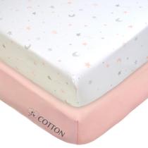 Lençol com elástico American Baby Company, pacote com 2 unidades, 132 x 71 cm, algodão Lençol com elástico American Baby Company, pacote com 2 unidades, 132 x 71 cm, algodão
