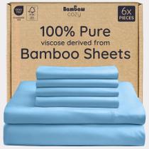 Lençol com Elástico Bambaw King 100% Bambu Refrescante Azul 6 Peças Lençol com Elástico Bambaw King 100% Bambu Refrescante Azul 6 Peças