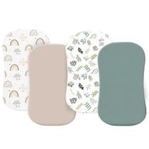 Lençol com elástico, berço Haleeone, 46x76 cm, macio, pacote com 4