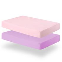 Lençol com elástico Biloban Pack and Play 96 x 66 cm, pacote com 2 unidades, rosa violeta Lençol com elástico Biloban Pack and Play 96 x 66 cm, pacote com 2 unidades, rosa violeta