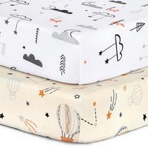 Lençol com elástico BROLEX, pacote com 2 balões Mini Crib Playard Stars Lençol com elástico BROLEX, pacote com 2 balões Mini Crib Playard Stars