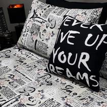 Lençol com elástico casal comum 4 pç paris decor com almofada