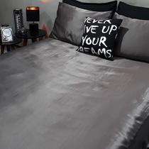 Lençol com elástico casal comum 4 un cetim grafite almofada Lençol com elástico casal comum 4 un cetim grafite almofada