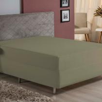 Lençol Com Elástico Casal Nobre 1 Peça Luva de Box 55cm de Altura Malha 100% Algodão - Avelã