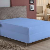 Lençol Com Elástico Casal Nobre 1 Peça Luva De Box 55cm De Altura Malha 100% Algodão - Azul-bebê