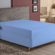 Lençol Com Elástico Casal Nobre 1 Peça Luva de Box 55cm de Altura Malha 100% Algodão - Azul-Bebê