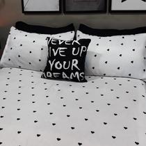 Lençol com elástico casal super king 4 pç love black decor Lençol com elástico casal super king 4 pç love black decor