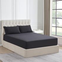 Lençol com Elástico de Flanela Sweet Home Collection - Tamanho Full - Preto