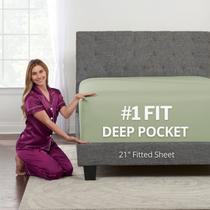 Lençol com elástico DeaLuxe Queen Size Green Extra Deep Pocket Lençol com elástico DeaLuxe Queen Size Green Extra Deep Pocket