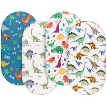 Lençol com elástico FIGEPO, pacote com 4 roupas de cama Dinosaur Baby Boy
