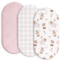 Lençol com elástico GLLQUEN BABY, pacote com 3, musselina, algodão 84x43 cm Lençol com elástico GLLQUEN BABY, pacote com 3, musselina, algodão 84x43 cm