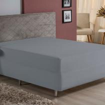 Lençol Com Elástico King Nobre 1 Peça Luva de Box 55cm de Altura Malha 100% Algodão - Cinza