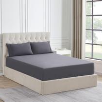 Lençol com Elástico King Size Sweet Home Collection - Flanela Cinza Lençol com Elástico King Size Sweet Home Collection - Flanela Cinza