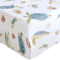 Lençol com elástico LifeTree Sea Turtle 71x132 cm e algodão de bambu Lençol com elástico LifeTree Sea Turtle 71x132 cm e algodão de bambu