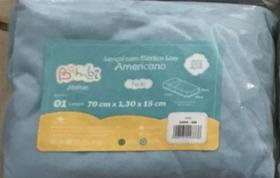 Lençol com elástico liso americano azul