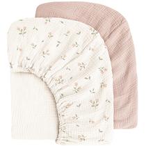 Lençol com elástico MairMore 71 x 132 cm, pacote com 2 unidades de algodão musselina Lençol com elástico MairMore 71 x 132 cm, pacote com 2 unidades de algodão musselina