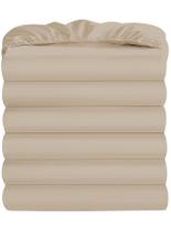 Lençol com elástico Maple&Stone Twin Size, pacote com 6 unidades, microfibra bege Lençol com elástico Maple&Stone Twin Size, pacote com 6 unidades, microfibra bege