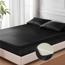 Lençol com elástico MR&HM Satin King Size com alças elásticas nos cantos Lençol com elástico MR&HM Satin King Size com alças elásticas nos cantos