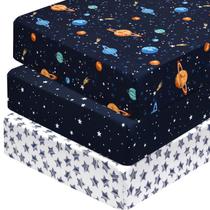 Lençol com elástico PHF, pacote com 3, respirável, para bebês, 71 x 132 cm