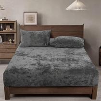 Lençol com elástico PHF Truly Velvet Queen Size Charcoal Grey