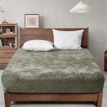 Lençol com elástico PHF Truly Velvet Queen Size Smokey Olive