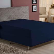 Lençol Com Elástico Queen Nobre 1 Peça Luva de Box 55cm de Altura Malha 100% Algodão - Azul-Marinho Lençol Com Elástico Queen Nobre 1 Peça Luva de Box 55cm de Altura Malha 100% Algodão - Azul-Marinho