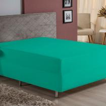 Lençol Com Elástico Queen Nobre 1 Peça Luva de Box 55cm de Altura Malha 100% Algodão - Jade