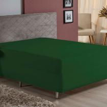 Lençol Com Elástico Queen Nobre 1 Peça Luva De Box 55cm De Altura Malha 100% Algodão - Verde-bandeira