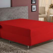 Lençol Com Elástico Queen Nobre 1 Peça Luva de Box 55cm de Altura Malha 100% Algodão - Vermelho
