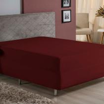 Lençol Com Elástico Queen Nobre 1 Peça Luva de Box 55cm de Altura Malha 100% Algodão - Vinho