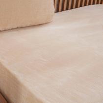 Lençol com Elástico Queen Plush Flannel 100% Poliéster 158x198x30cm Bene Casa Bege