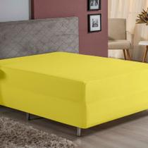 Lençol Com Elástico Solteiro Nobre 1 Peça Luva de Box 55cm de Altura Malha 100% Algodão - Amarelo