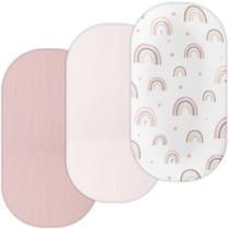 Lençol com elástico TANSY PANDA 41x81 cm, musselina, pacote com 3 unidades, rosa