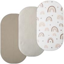 Lençol com elástico TANSY PANDA Muslin, pacote com 3 unidades, 41 x 81 cm