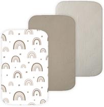 Lençol com elástico TANSY PANDA, pacote com 3, 53x81 cm Muslin Rainbow Lençol com elástico TANSY PANDA, pacote com 3, 53x81 cm Muslin Rainbow