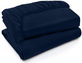 Lençol com elástico Utopia Bedding Full Navy Brushed Microfiber x2