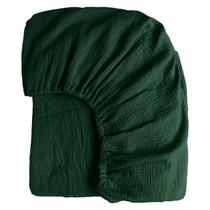 Lençol com elástico YASMENG 100% algodão musselina verde esmeralda Queen Lençol com elástico YASMENG 100% algodão musselina verde esmeralda Queen