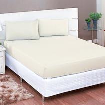 lençol creme casal padrao c/ elastico mais fronhas percal
