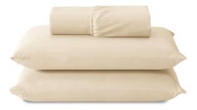 lençol creme casal padrao c/ elastico mais fronhas percal