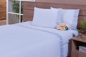 Lençol D Solteiro King Com Leze Colorido Fita Rose 3peças 100% Algodão 200fios 100X 200 X35